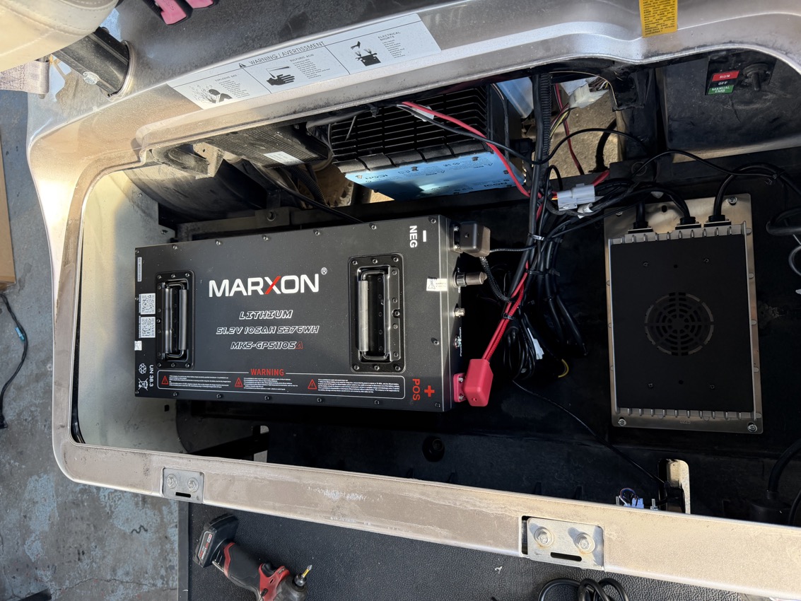 After upgrade: Marxon lithium battery upgrade complete - golf cart lithium conversion Palm Beach